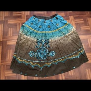 PHOOL Boho Maxi Peasant Skirt Size Large